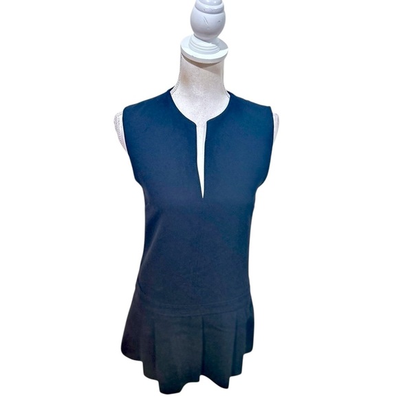 Zara Elegant Black mini sleeveless v neck Dress boxed pleat hem size small - Picture 8 of 12